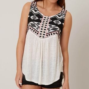 Lucky Brand Embroidered Keyhole Back Tank Top